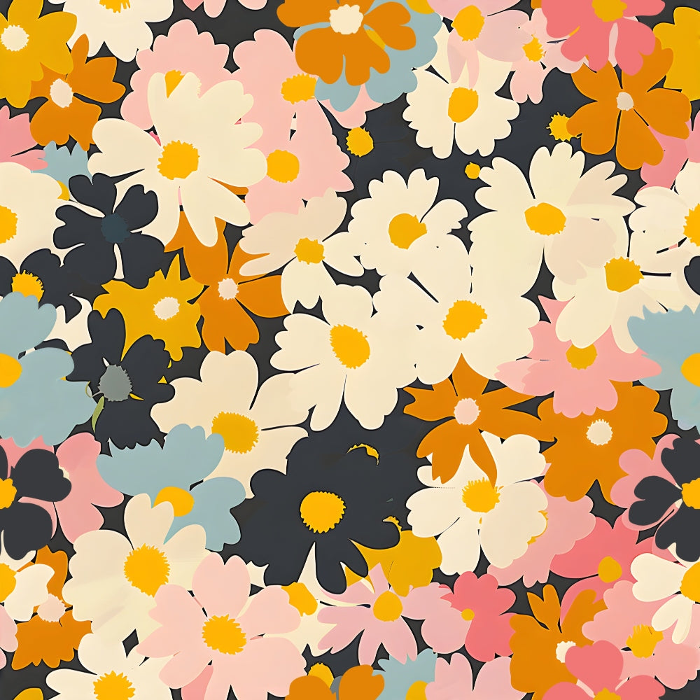 70s Retro Flowers Pattern 14 Quilting Cotton Fabric