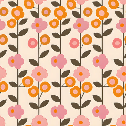 70s Retro Flowers Pattern 1 Quilting Cotton Fabric