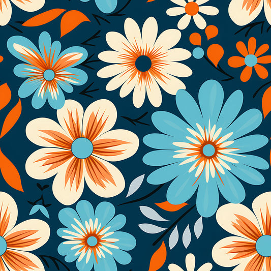 70s Retro Groovy Floral Pattern 13 Quilting Cotton Fabric