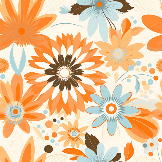 70s Retro Groovy Floral Pattern 26 Quilting Cotton Fabric