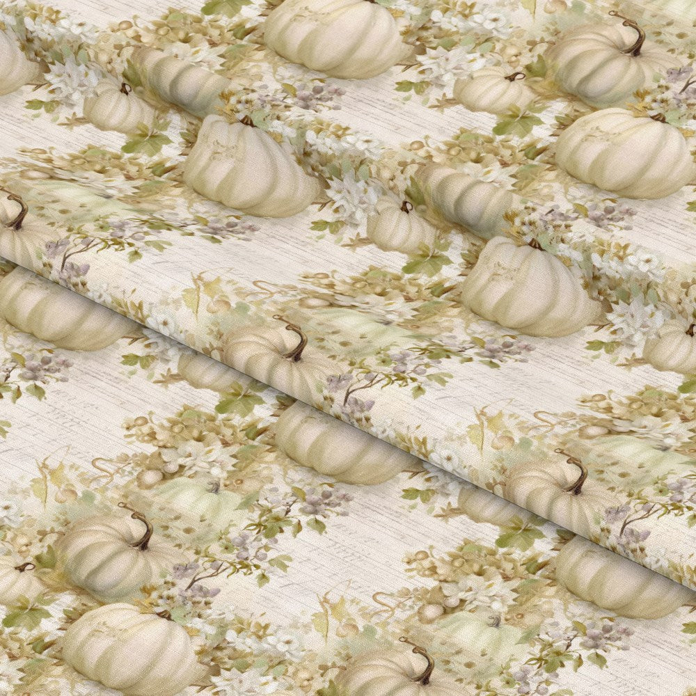 White Fall Pumpkins Pattern 11 Quilting Cotton Fabric