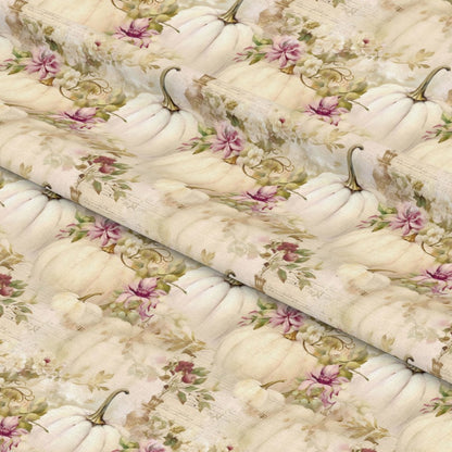 White Fall Pumpkins Pattern 7 Quilting Cotton Fabric