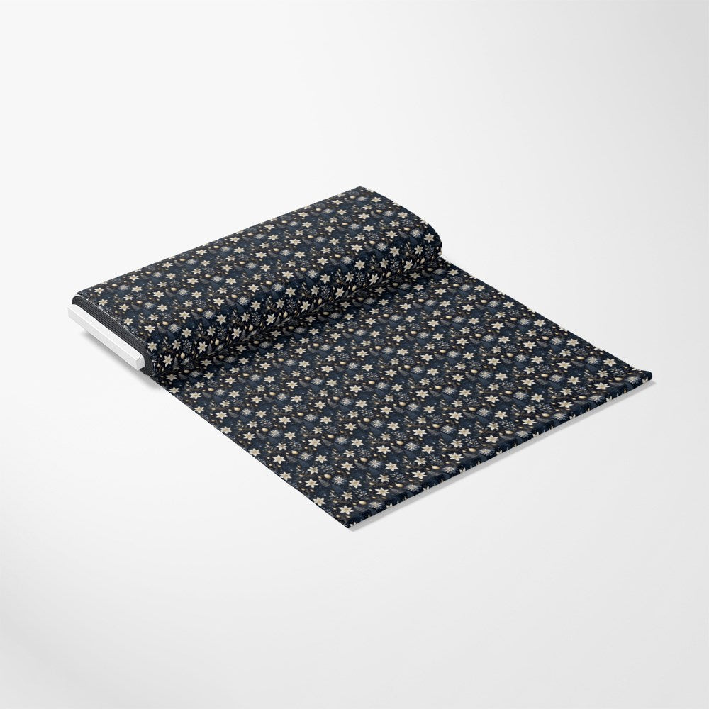- Navy and Cream Christmas Pattern 11 Quilting Cotton Fabric  
- Quilting  
- Cotton  
- Holiday  
- Snowflakes  
- Floral  
- Festive  
- Seasonal  
- Textile  
- Yardage  
- Traditional  
- Decorative