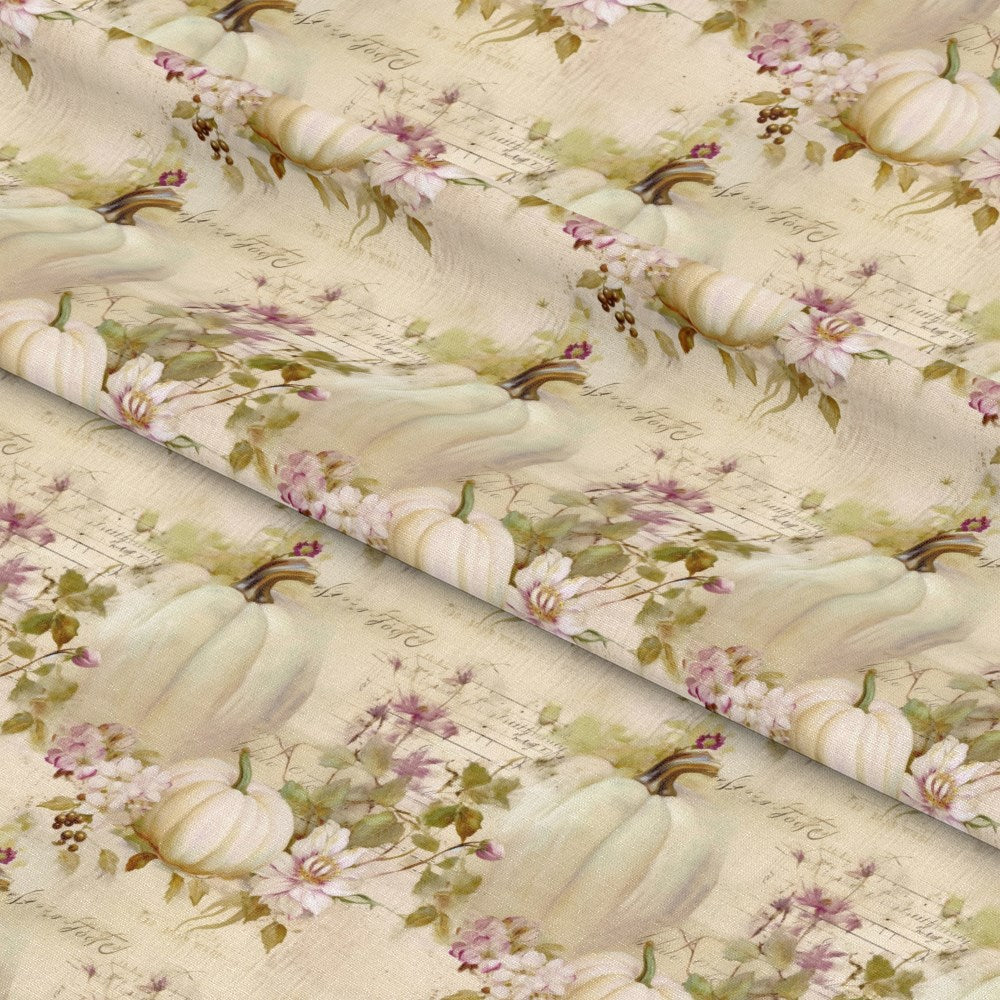 White Fall Pumpkins Pattern 16 Quilting Cotton Fabric