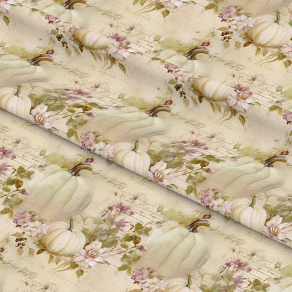 White Fall Pumpkins Pattern 16 Quilting Cotton Fabric