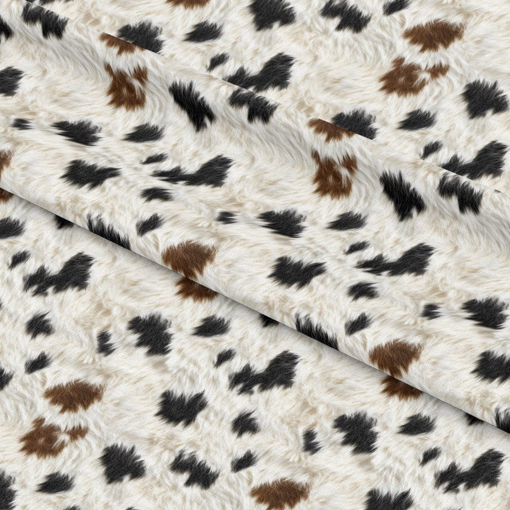 Bold Brown and White Cow Pattern 17 Quilting Cotton Fabric