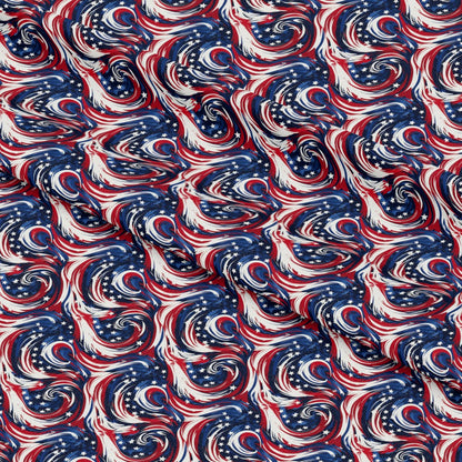 USA Flag Swirls Pattern 3 Quilting Cotton Fabric