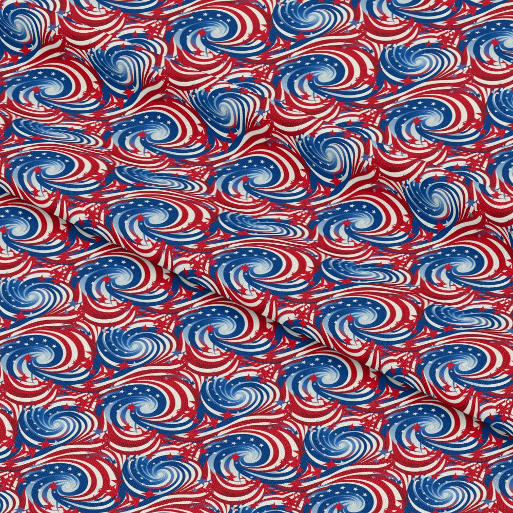 USA Flag Swirls Pattern 6 Quilting Cotton Fabric