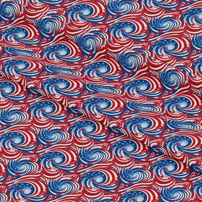 USA Flag Swirls Pattern 6 Quilting Cotton Fabric