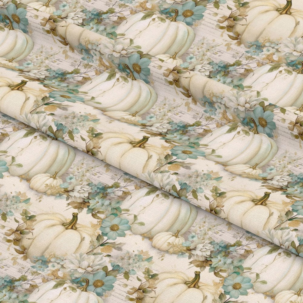 White Fall Pumpkins Pattern 4 Quilting Cotton Fabric