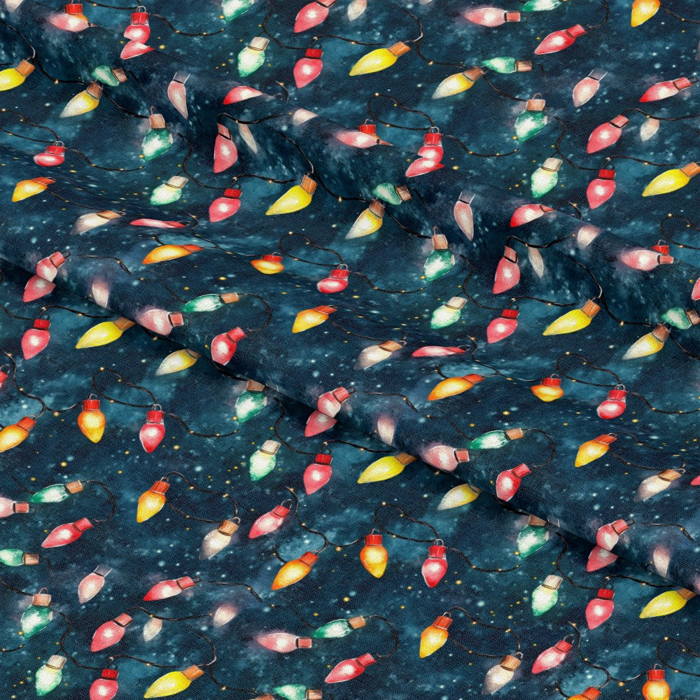 Watercolor Christmas Lights Pattern 10 Quilting Cotton Fabric