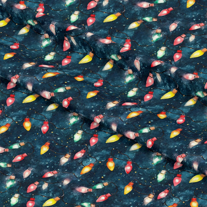 Watercolor Christmas Lights Pattern 10 Quilting Cotton Fabric