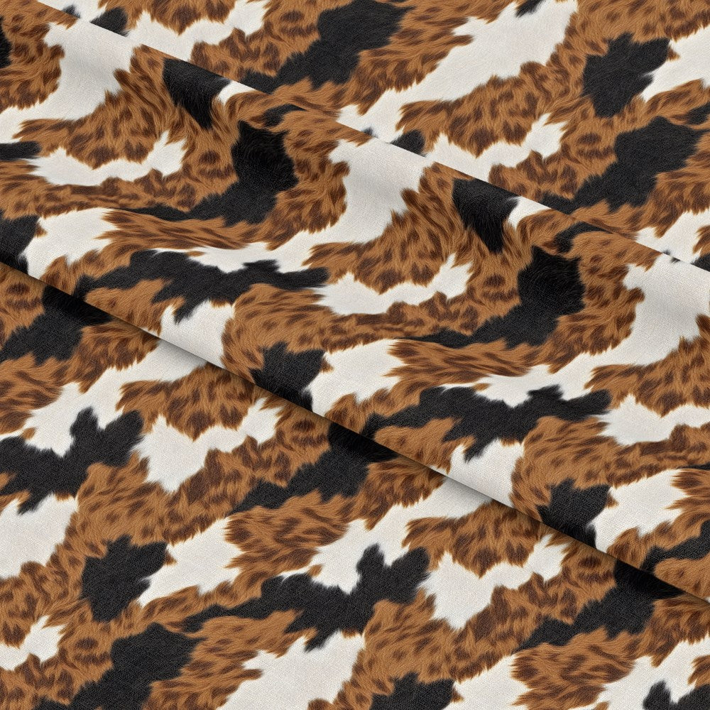 • Bold Brown and White Cow Pattern 6 Quilting Cotton Fabric • brown spots • white background • black accents • quilting fabric • cotton material • animal print • farmhouse style • textile yardage • rustic design • soft fabric