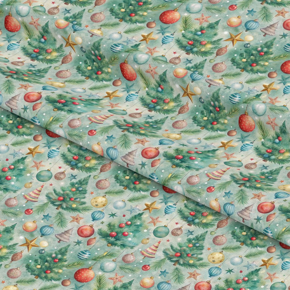 Pastel Christmas Time Pattern 4 Quilting Cotton Fabric