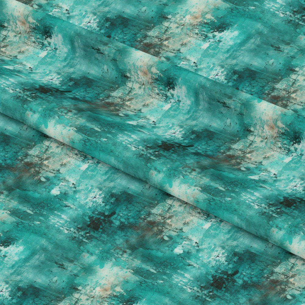 Teal Grunge Pattern 2 Quilting Cotton Fabric