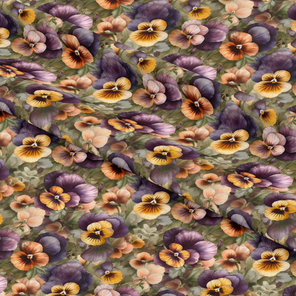 Pansy Flowers Pattern 12 Quilting Cotton Fabric