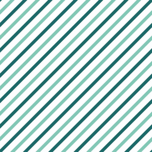 diagonal stripes, mint green, teal, white, geometric pattern, quilting cotton, fabric panel, striped design, cool colors, modern pattern, crafting fabric, sewing material, repetitive stripes, angled lines, fresh colors, contemporary design, textile pattern