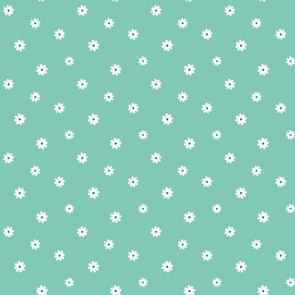 - Tiny Daisies on Mint Quilting Cotton Fabric  
- Green background  
- White daisy flowers  
- Floral design  
- Quilting material  
- Cotton textile  
- Soft fabric  
- Craft fabric  
- Lightweight cotton  
- Patterned fabric