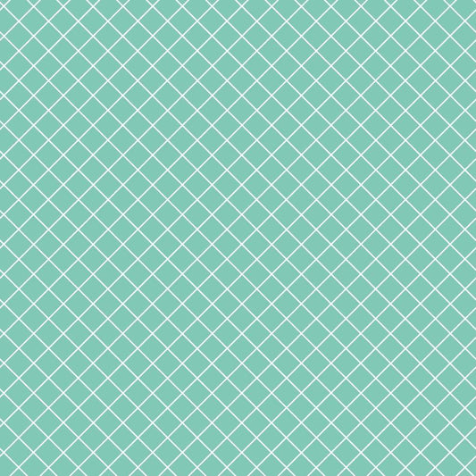 Grid Mint Quilting Cotton Fabric, mint green, white grid, checkered, quilt, cotton, fabric, textile, yardage, soft, durable, classic pattern, sewing material, crafting, patchwork, premium quality, decorative textile