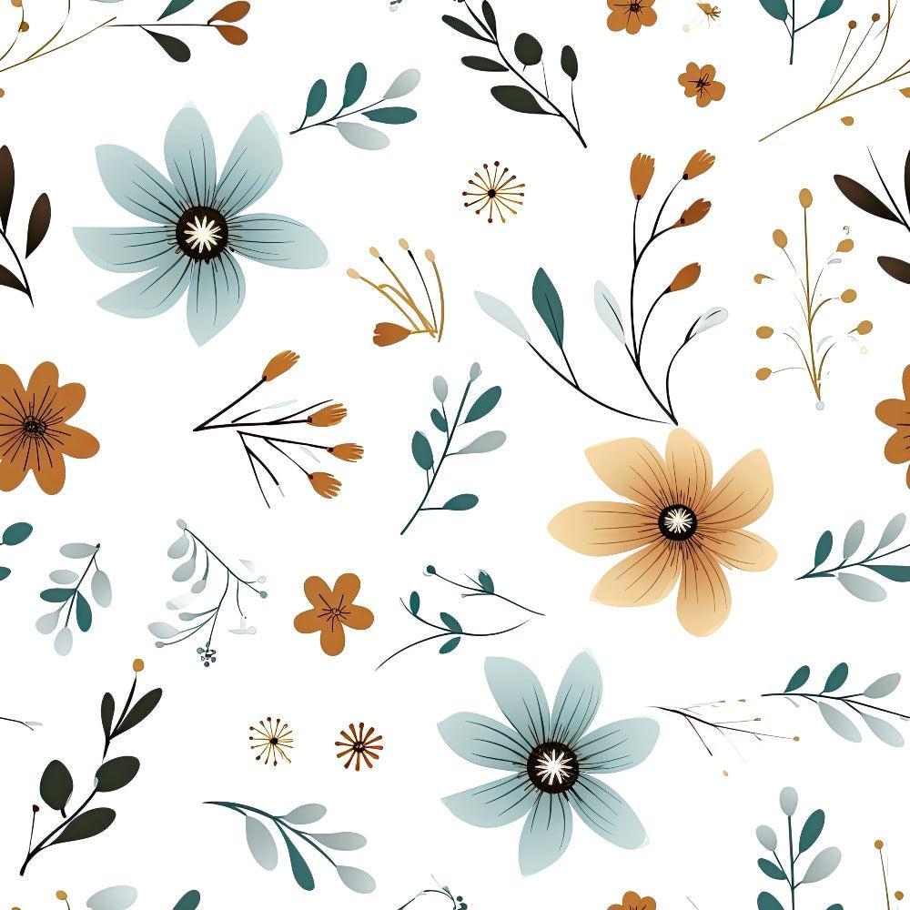 Minimalist Boho Flowers Pattern Quilting Cotton Fabric