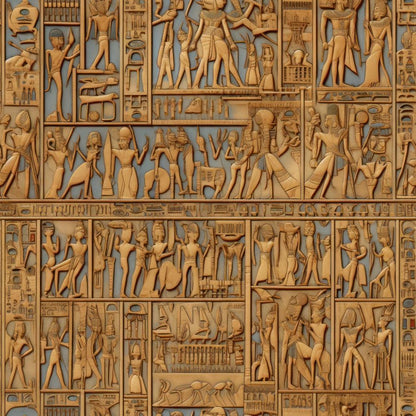 2D Ancient Egypt Pattern 8 Quilting Cotton Fabric, tan, beige, brown, Egyptian motifs, hieroglyphs, vintage, classic, traditional, quilting material, cotton textile, historic design, cultural print, decorative fabric, soft texture, crafting textile, premium quilting fabric