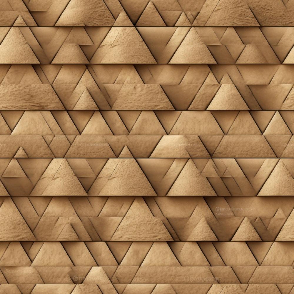2D Ancient Egypt Pattern 78 Quilting Cotton Fabric featuring geometric pyramids, triangles, brown tones, tan shades, vintage design, textile, quilting, cotton material, craft fabric, durable textile, traditional style, warm color palette.