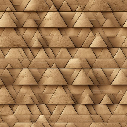 2D Ancient Egypt Pattern 78 Quilting Cotton Fabric featuring geometric pyramids, triangles, brown tones, tan shades, vintage design, textile, quilting, cotton material, craft fabric, durable textile, traditional style, warm color palette.