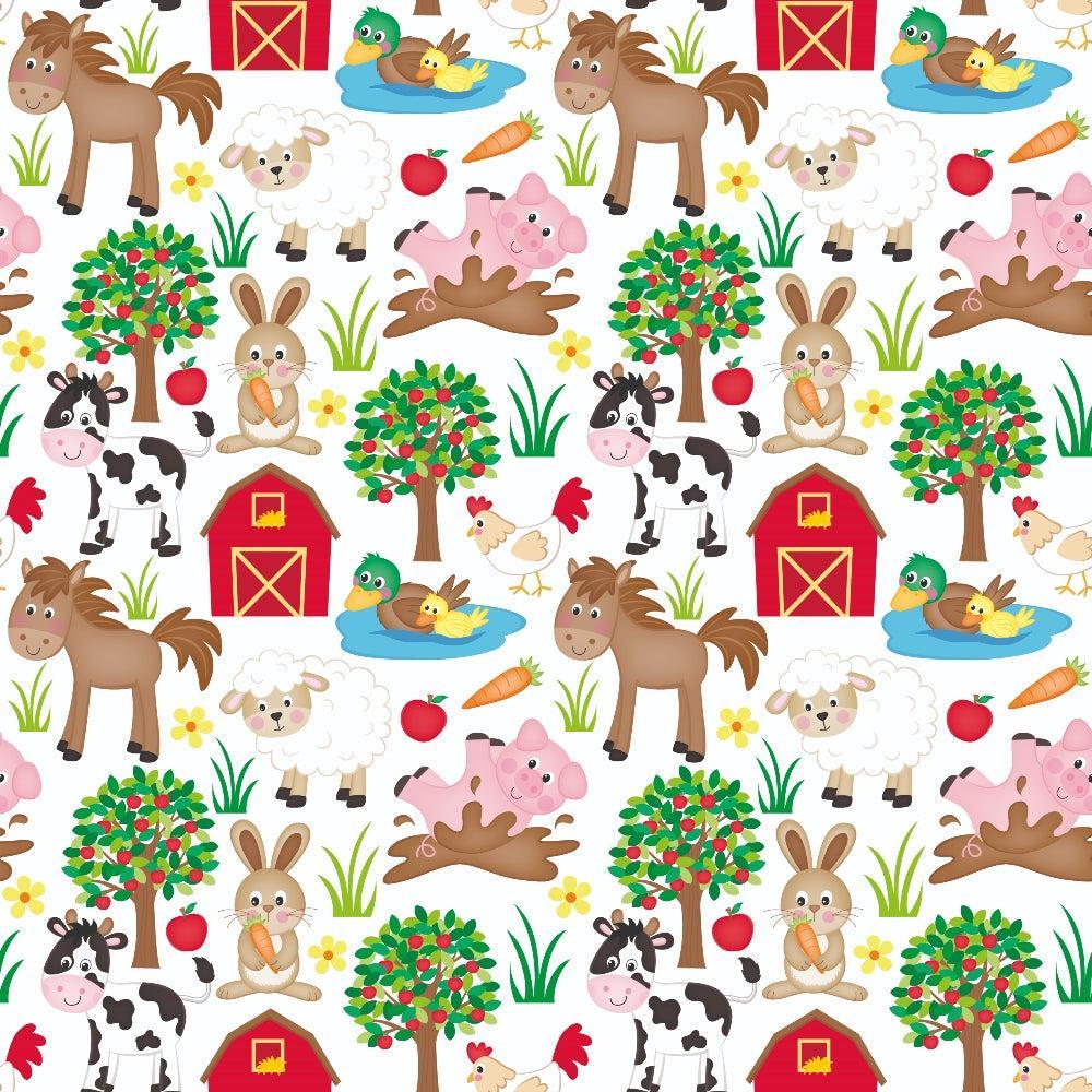 Cartoon Farm Animals Pattern 10 Quilting Cotton Fabric