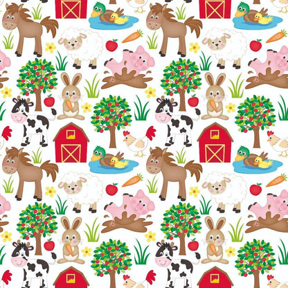 Cartoon Farm Animals Pattern 10 Quilting Cotton Fabric