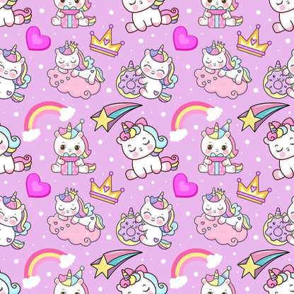 - Cartoon Unicorns Pattern 6 Quilting Cotton Fabric  
- pastel colors  
- pink background  
- cute unicorns  
- rainbows  
- hearts  
- crowns  
- stars  
- playful  
- whimsical  
- soft texture  
- quilting cotton  
- nursery print  
- children’s fabric  
- sweet designs