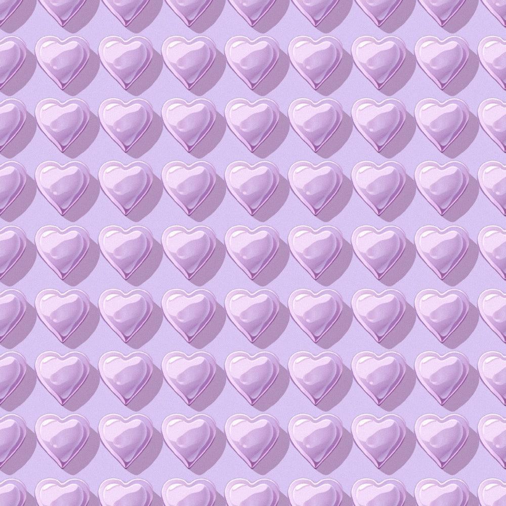 - Charm Keeper Pattern 2 Quilting Cotton Fabric  
- Lavender  
- Pastel purple  
- Heart shapes  
- Repeated  
- Soft texture  
- Quilting  
- Cotton  
- Textile  
- Fabric yardage