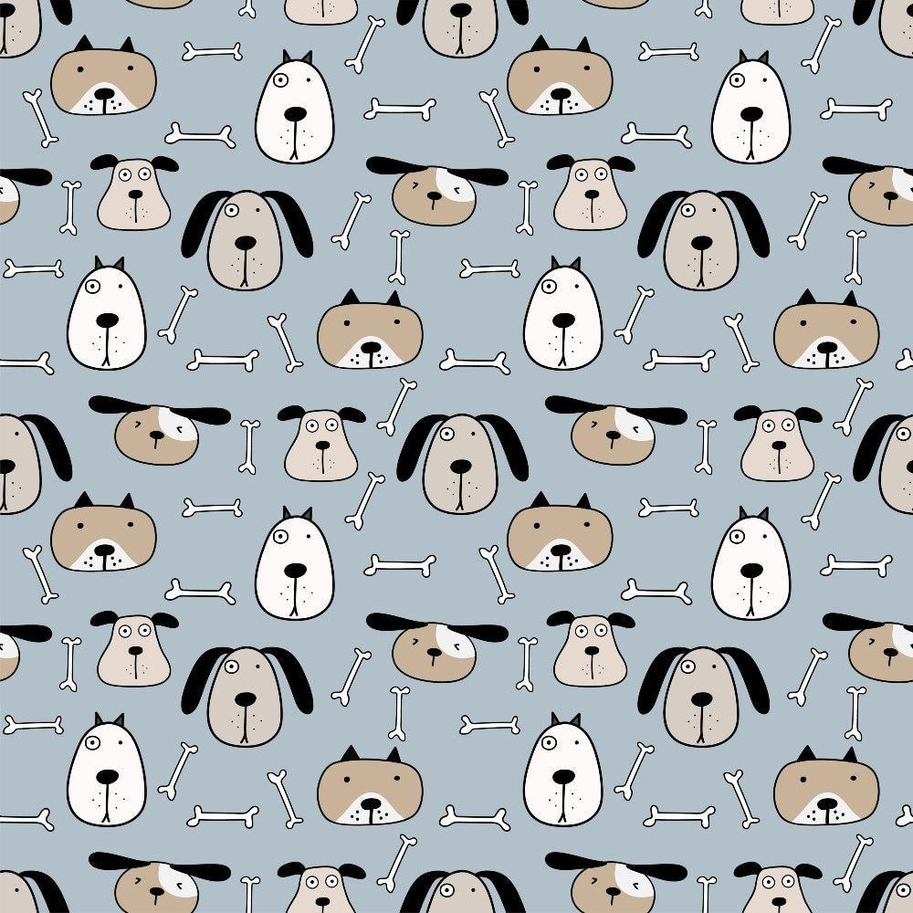- Cute Dogs Pattern 10 Quilting Cotton Fabric  
- cartoon dogs  
- bone illustrations  
- beige, white, black, gray  
- playful design  
- soft texture  
- kid-friendly fabric  
- cotton material  
- quilting fabric  
- whimsical dog faces  
- neutral color palette