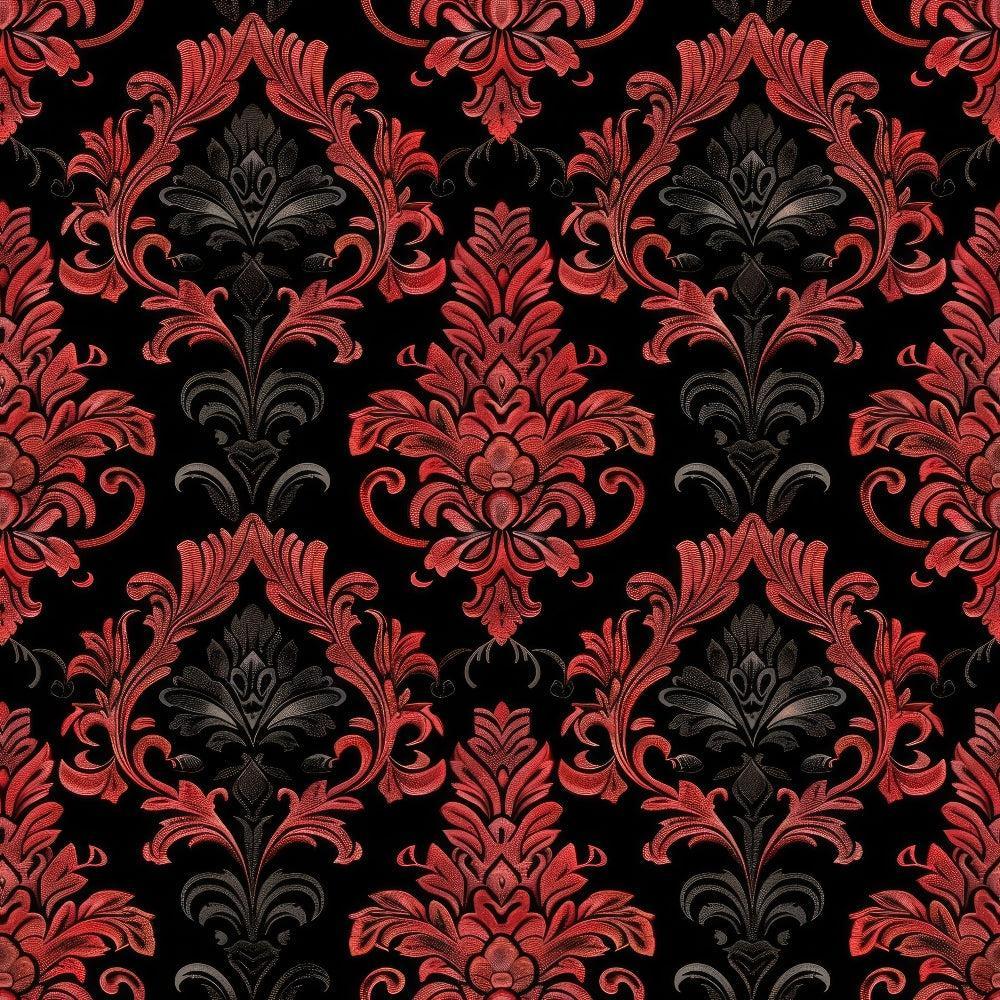 - Gothic Damask Pattern 7 Quilting Cotton Fabric  
- Dark red floral damask  
- Black background  
- Ornate vintage design  
- Elegant baroque style  
- Quilting fabric  
- Cotton textile  
- Classic decorative motif  
- Rich red and black hues  
- Luxurious upholstery fabric alternative