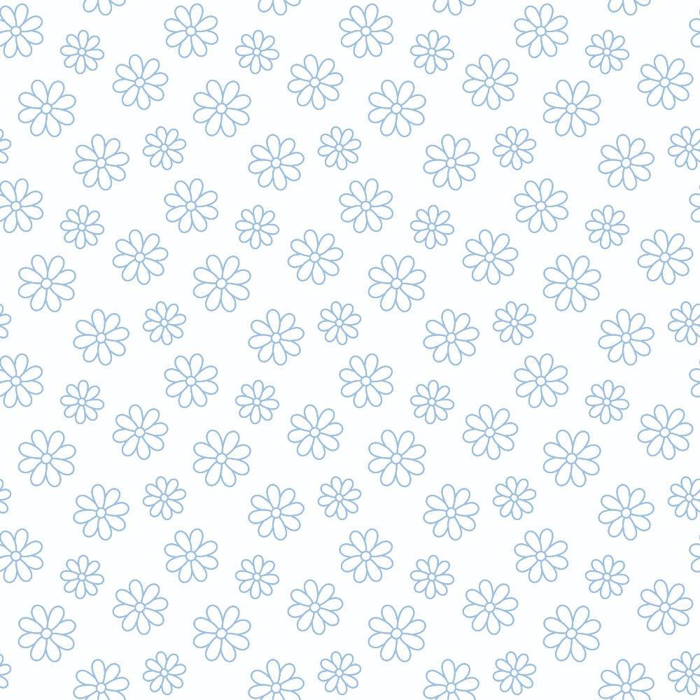 Periwinkle Dreams Daisies Outline on White Quilting Cotton Fabric