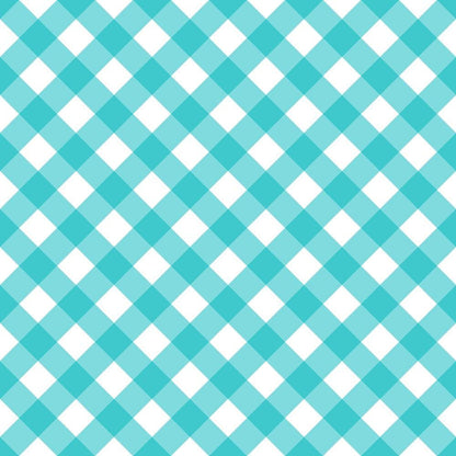 - Plaid for Summer Pattern 15 Quilting Cotton Fabric  
- Blue, turquoise, white  
- Checkered, gingham, plaid  
- Cotton fabric, quilting material  
- Lightweight, breathable textile  
- Seamless repeating design  
- Summer-themed fabric  
- Soft, smooth texture