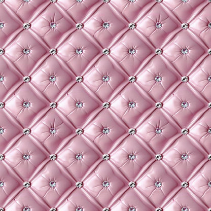 - Charm Keeper Pattern 17 Quilting Cotton Fabric  
- Pink color  
- Diamond quilted texture  
- Shiny surface  
- Decorative rhinestone accents  
- Soft cotton material  
- Sewing fabric  
- Craft textile  
- Upholstery inspiration  
- Elegant design