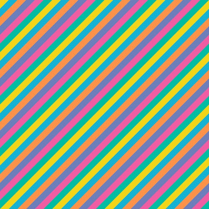 - Summer Rainbow Pattern 6 Quilting Cotton Fabric  
- diagonal stripes  
- multicolor  
- vibrant colors  
- orange  
- pink  
- teal  
- yellow  
- cotton  
- quilting fabric