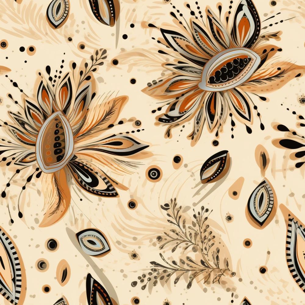 - Colorful Boho Pattern 4 Quilting Cotton Fabric  
- Abstract floral  
- Earth tones  
- Beige, brown, black  
- Organic shapes  
- Bohemian style  
- Decorative leaves  
- Textured cotton  
- Textile design  
- Artistic motif  
- Lightweight fabric  
- Craft material  
- Soft quilting fabric