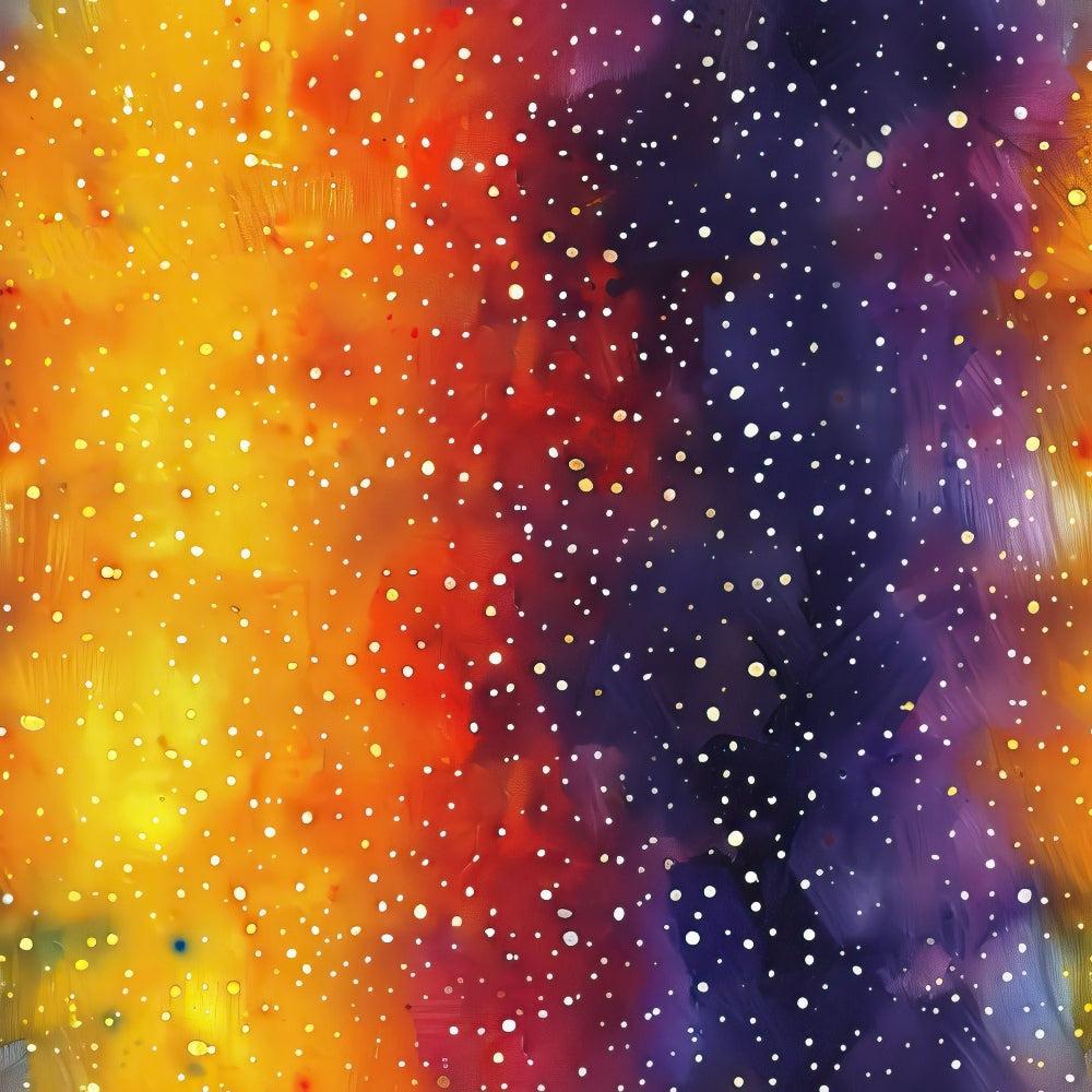 - Cosmic Dance Pattern 1 Quilting Cotton Fabric  
- vibrant colors  
- yellow orange red purple blue  
- cosmic starry space design  
- quilting cotton material  
- speckled dots  
- abstract galaxy textile  
- night sky inspired  
- artistic fabric yardage