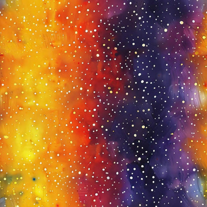 - Cosmic Dance Pattern 1 Quilting Cotton Fabric  
- vibrant colors  
- yellow orange red purple blue  
- cosmic starry space design  
- quilting cotton material  
- speckled dots  
- abstract galaxy textile  
- night sky inspired  
- artistic fabric yardage