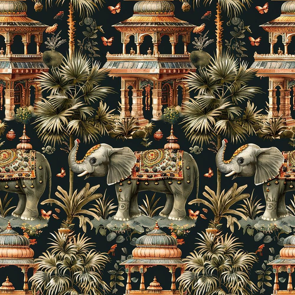 - Ananyas Elephant Elegance Pattern 3 Quilting Cotton Fabric  
- Quilting  
- Cotton  
- Yardage  
- Traditional  
- Premium  
- Elegant  
- Ornamental  
- Elephant  
- Jungle  
- Tropical  
- Pagoda  
- Green  
- Brown  
- Black  
- Soft  
- Decorative