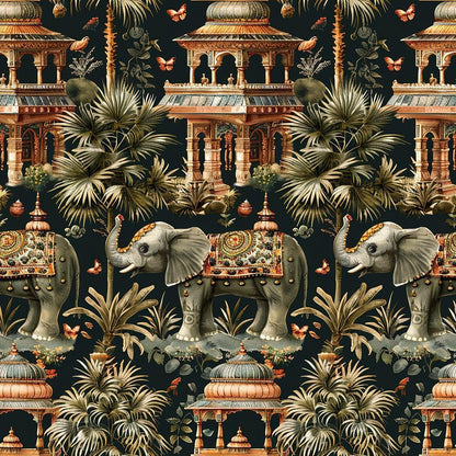 - Ananyas Elephant Elegance Pattern 3 Quilting Cotton Fabric  
- Quilting  
- Cotton  
- Yardage  
- Traditional  
- Premium  
- Elegant  
- Ornamental  
- Elephant  
- Jungle  
- Tropical  
- Pagoda  
- Green  
- Brown  
- Black  
- Soft  
- Decorative