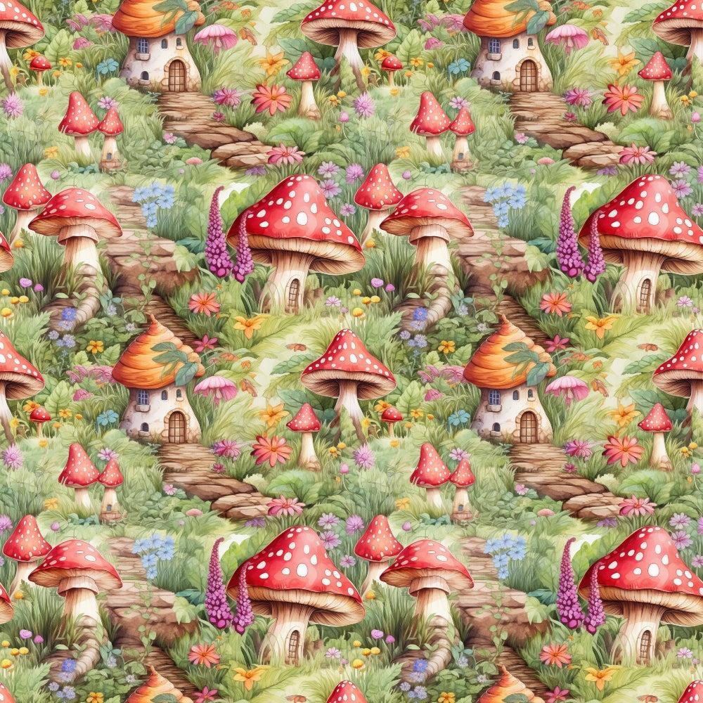- Fairy Houses Pattern 7 Quilting Cotton Fabric  
- whimsical  
- fairy tale  
- mushroom houses  
- nature  
- green  
- red  
- brown  
- floral  
- garden  
- cottage  
- colorful  
- crafting  
- sewing  
- quilting  
- cotton fabric