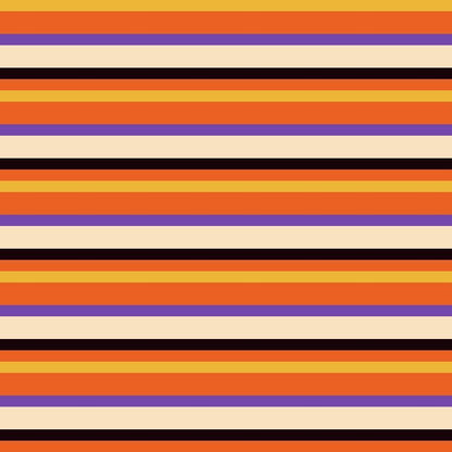 - Halloween City Pattern 7 Quilting Cotton Fabric  
- Stripes  
- Orange, black, purple, cream  
- Cotton textile  
- Quilting fabric  
- Halloween colors  
- Yardage fabric  
- Soft material  
- Fall seasonal design  
- Decorative fabric