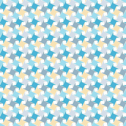 - Soft Winter Charm Pattern 17 Quilting Cotton Fabric
- Abstract geometric shapes
- Repetitive angular design
- Pastel colors: light blue, pale yellow, white, teal
- Cotton textile material
- Quilting fabric, smooth texture
- Contemporary modern style
- Soft muted color palette
- Fabric yardage for sewing projects