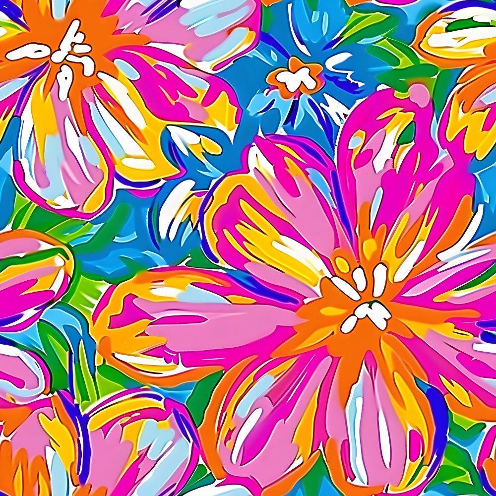 - Groovy Hippie Pattern 4 Quilting Cotton Fabric - vibrant - floral - colorful - pink - orange - blue - green - purple - retro - psychedelic - tropical - vintage - cotton - quilting - fabric - artistic - bold - bright - cheerful - decorative