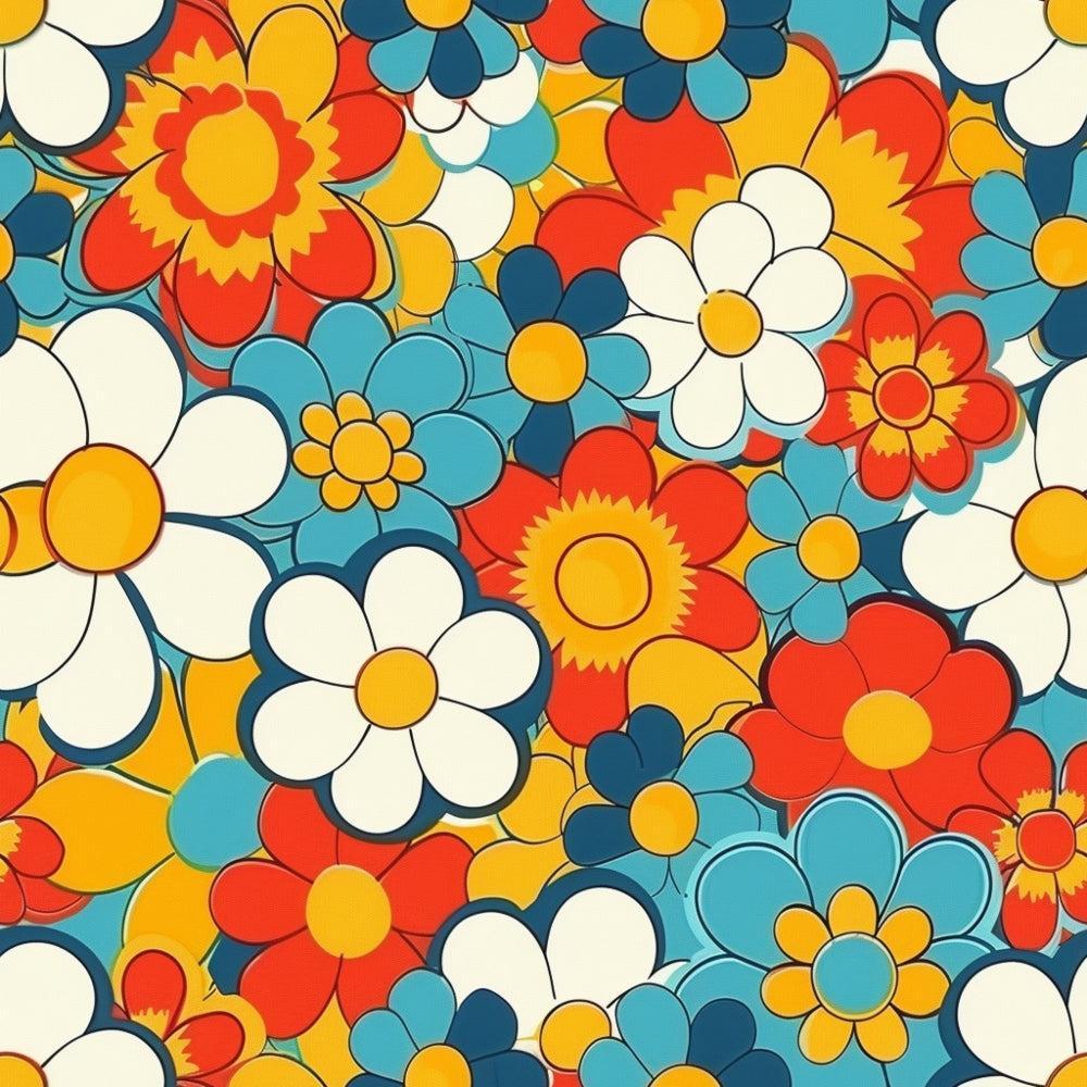 - Groovy Spring Florals Pattern 13 Quilting Cotton Fabric  
- colorful, bright, vibrant  
- floral, flowers, blossoms, blooms  
- orange, yellow, white, blue, teal, red  
- retro, vintage, groovy, cheerful  
- cotton, quilting, sewing, crafting  
- decorative, fun, spring, playful