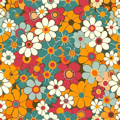 - Groovy Spring Florals Pattern 20 Quilting Cotton Fabric  
- colorful  
- floral  
- vintage  
- daisies  
- retro  
- orange  
- red  
- teal  
- cream  
- yellow  
- cotton  
- quilting  
- fabric  
- spring  
- garden  
- decorative