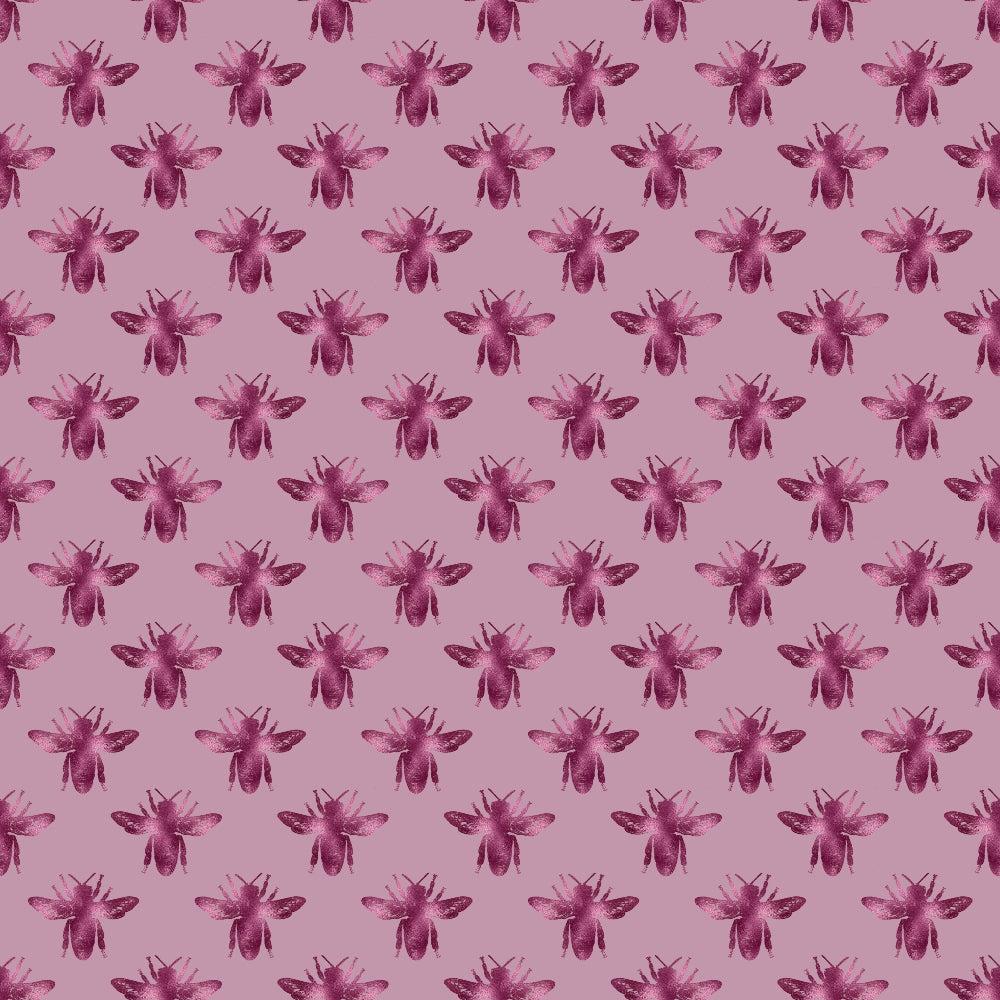 - Lovely Bee Pattern 8 Quilting Cotton Fabric  
- mauve background  
- burgundy bees  
- insect motif  
- natural theme  
- textile design  
- quilting material  
- cotton fabric  
- repeating elements  
- soft texture  
- craft fabric  
- detailed bee illustrations