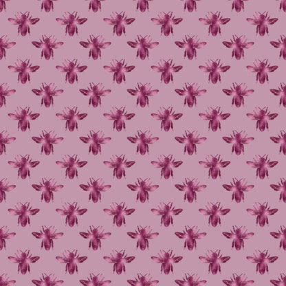 - Lovely Bee Pattern 8 Quilting Cotton Fabric  
- mauve background  
- burgundy bees  
- insect motif  
- natural theme  
- textile design  
- quilting material  
- cotton fabric  
- repeating elements  
- soft texture  
- craft fabric  
- detailed bee illustrations